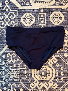 Lands' End Navy High-Waist Bikini Bottom
